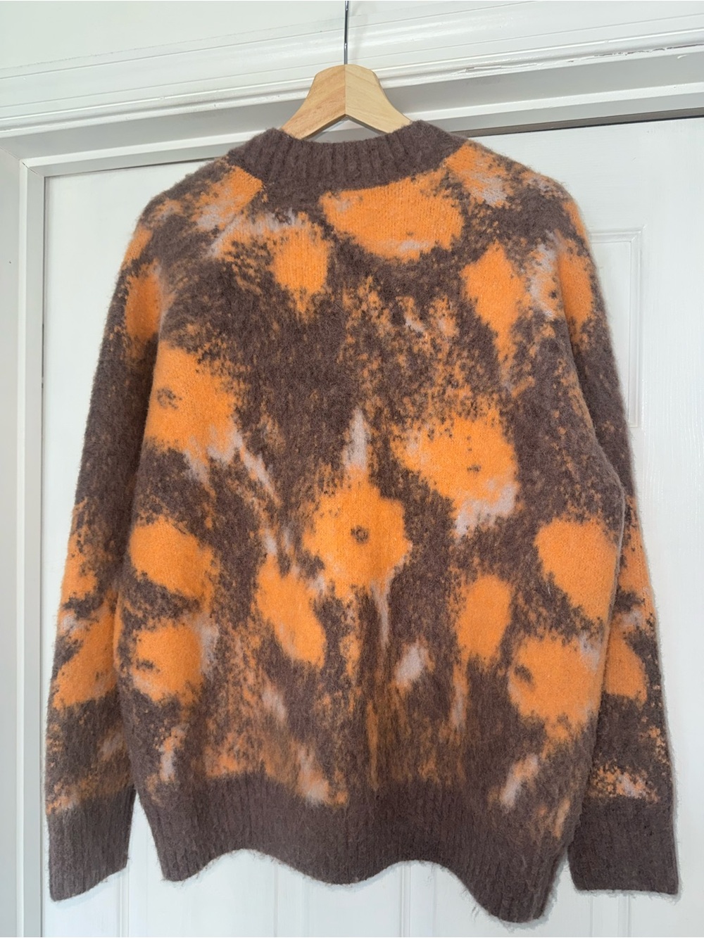 COS Abstract Floral Mohair-Blend Sweater Jumper Orange & Brown M - Picture 7 of 9